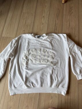 The Bar White Embroidered 'BRIDE' Crewneck Sweatshirt